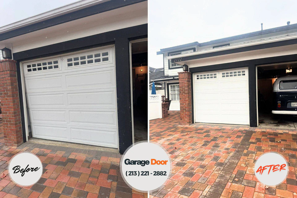 Before and after: garage door repair Richfield Springs, NY